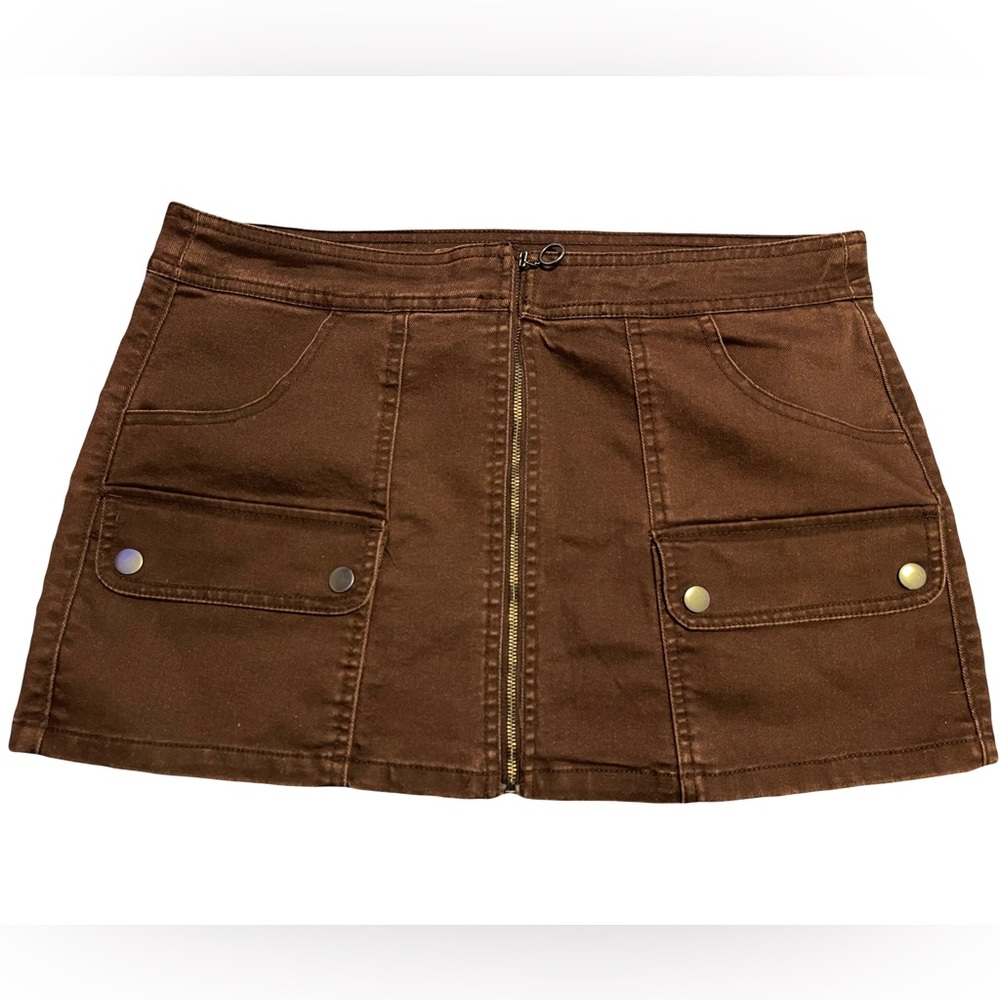 No Boundaries Brown Cargo Mini Skirt Casual
